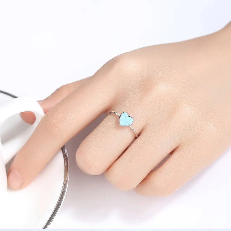 Delicate Larimar Heart Ring