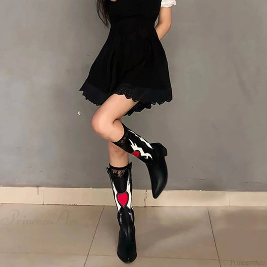 Affection Heart Mid-calf Chunky Heel Rebel Western Boot
