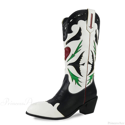Affection Heart Mid-calf Chunky Heel Rebel Western Boot