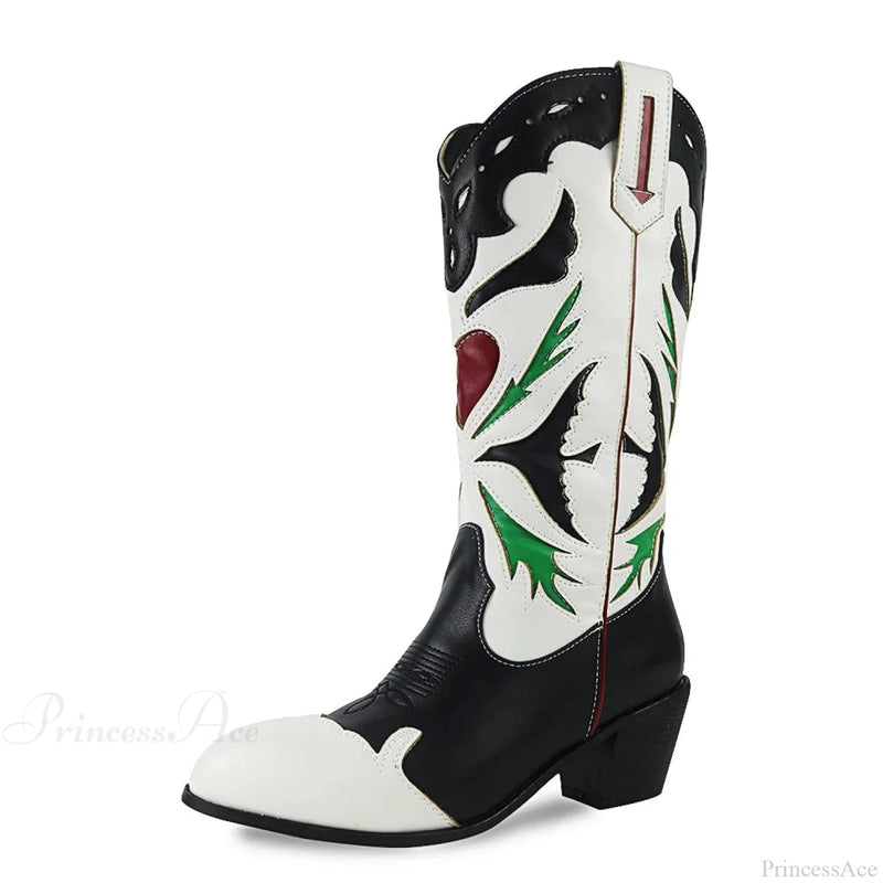 Affection Heart Mid-calf Chunky Heel Rebel Western Boot