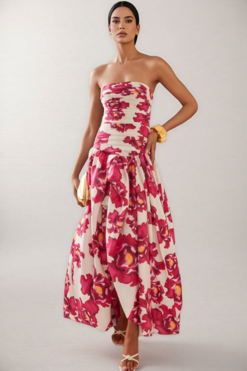 Imani Ruched Cotton Maxi Dress