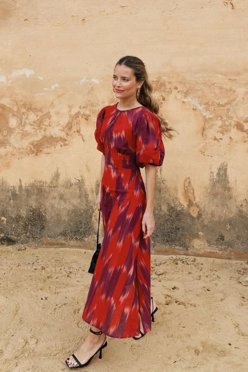 Amelia Tie Dye Balloon Sleeve Midi Dress