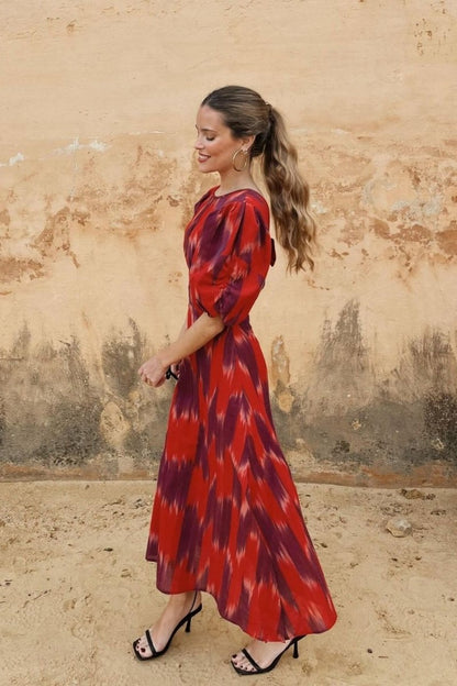 Amelia Tie Dye Balloon Sleeve Midi Dress
