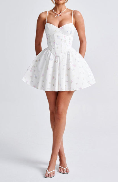 Amy Mini Dress-white Multi Print