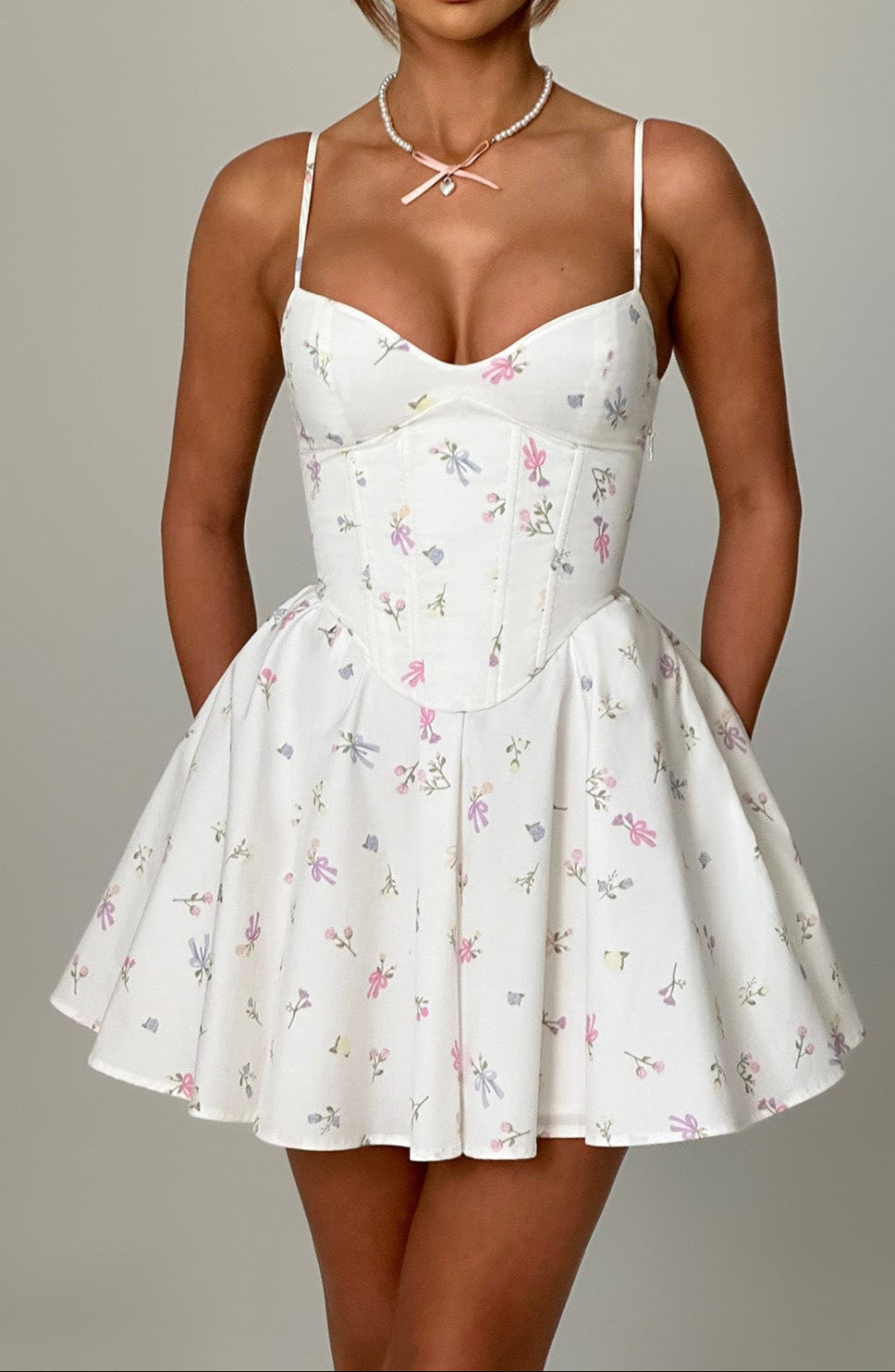 Amy Mini Dress-white Multi Print