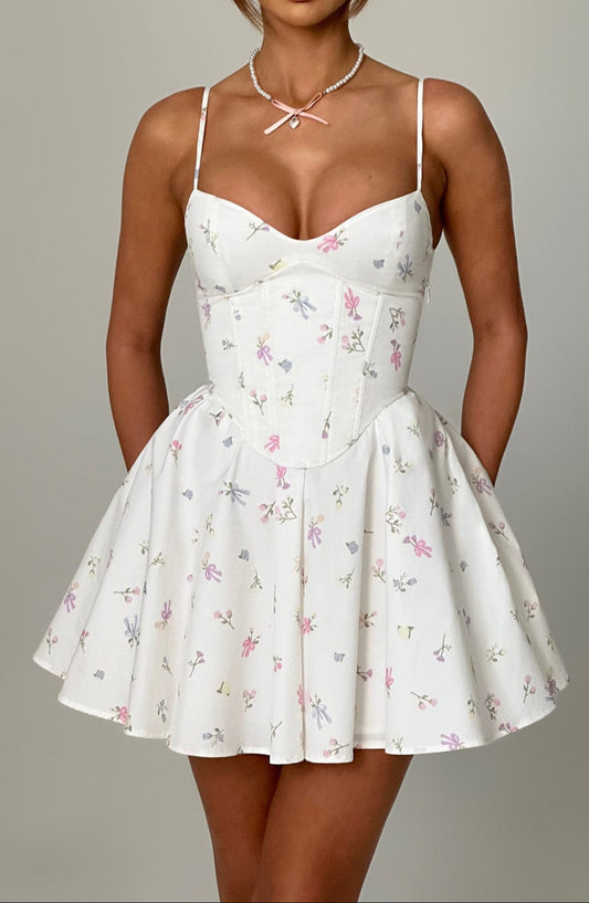 Amy Mini Dress-white Multi Print