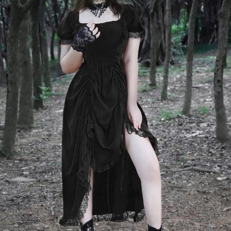 Ancient Lace Stitching Midi Dress