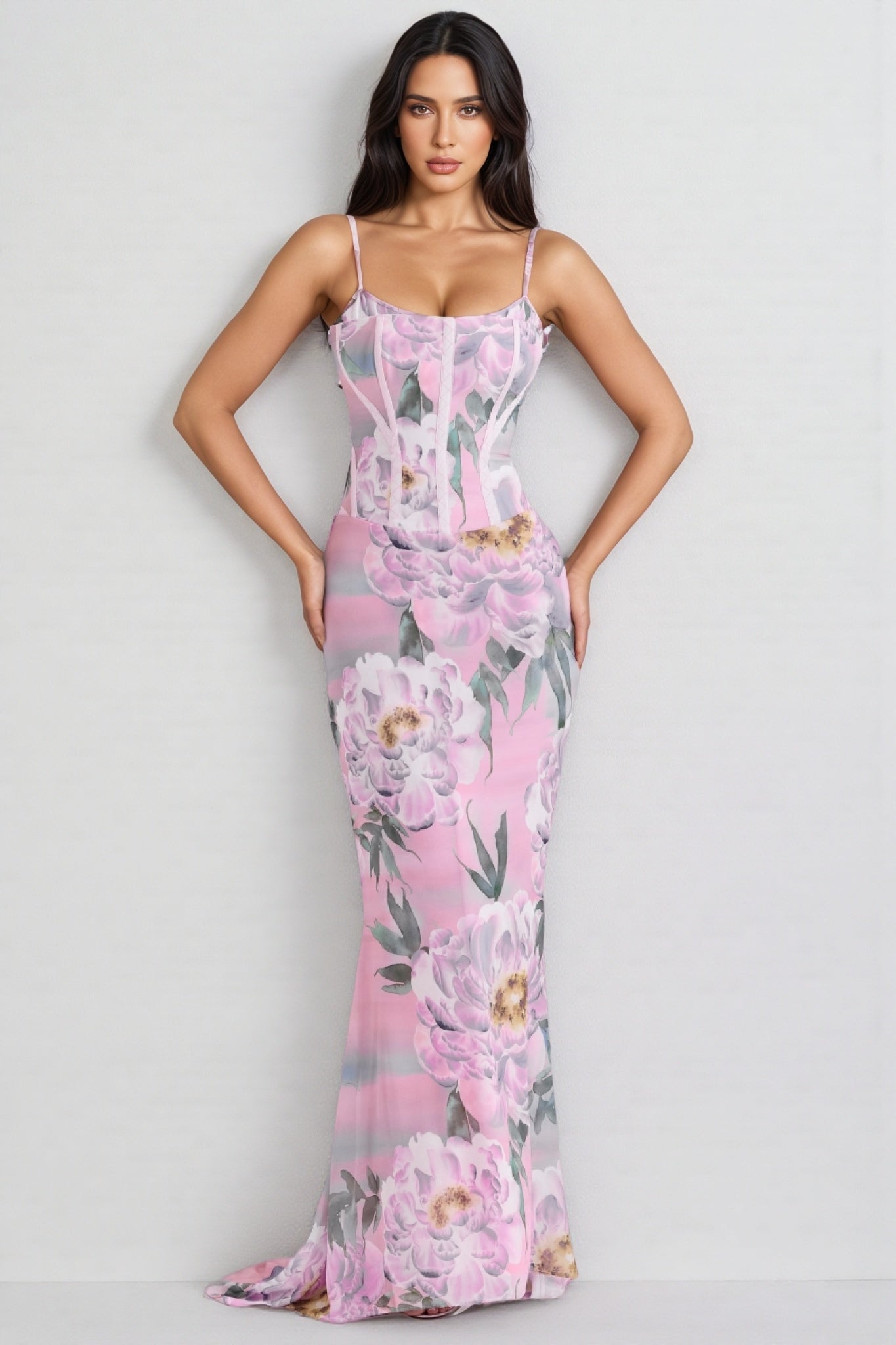 Noely Pink Corset Maxi Dress