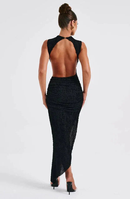High Neck Sleeveless Midi Dress