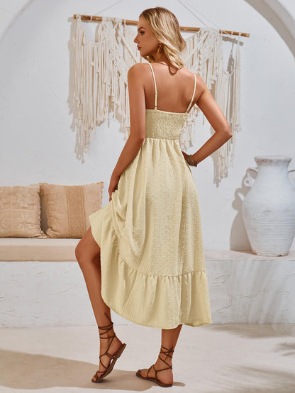 Clementina Crochet Waist Midi Dress - Apricot