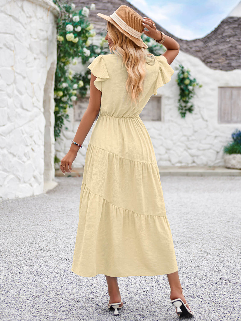 Joyful Tiered Maxi Dress - Aprciot