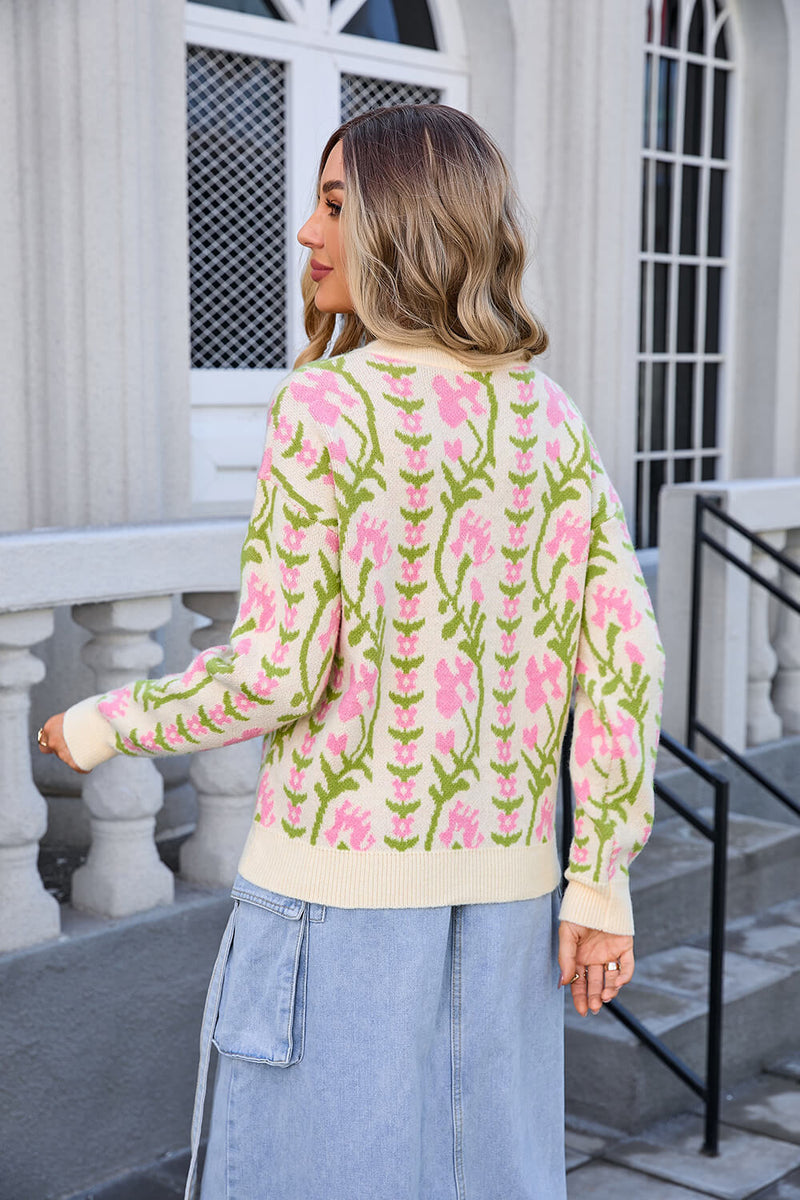 Adalia Pattern Knit Sweater - Apricot