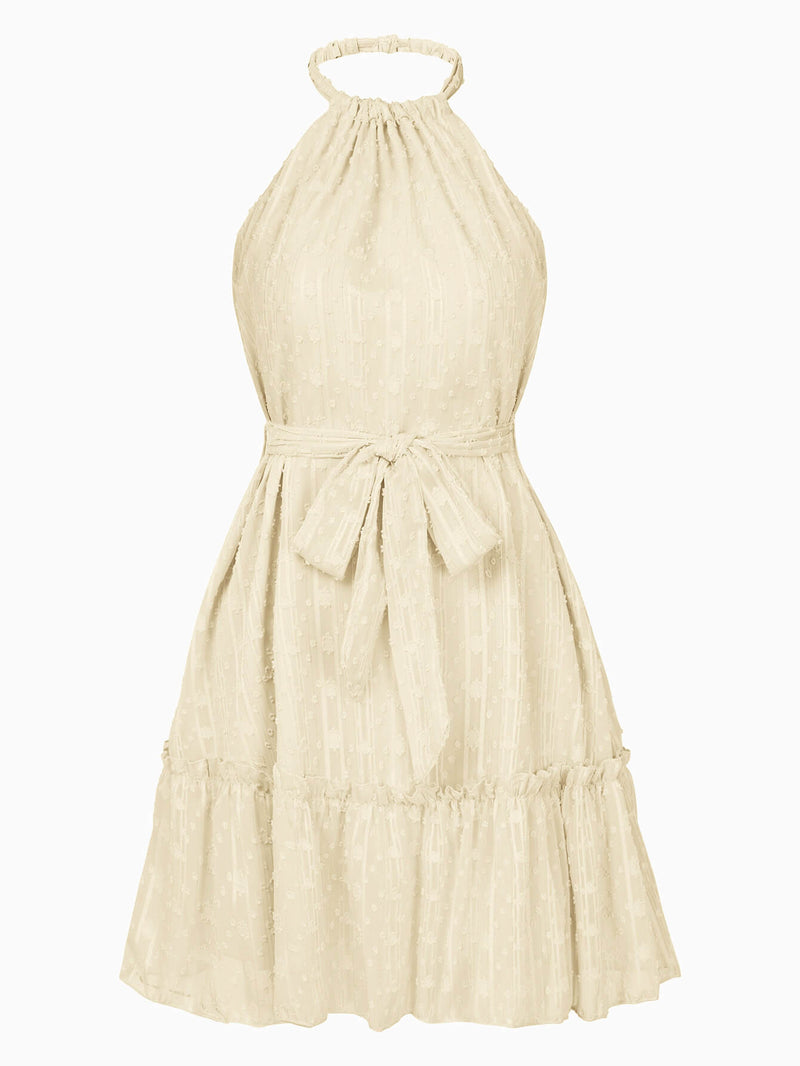Priscilla Halter Babydoll Mini Dress - Apricot