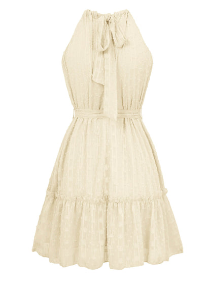 Priscilla Halter Babydoll Mini Dress - Apricot