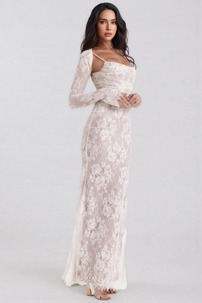 Yoshi Cream Lace Maxi Dress