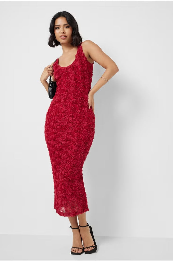 Elma Applique Backless Maxi Dress