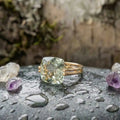 Vintage Green Cubic Glass Gold Ring