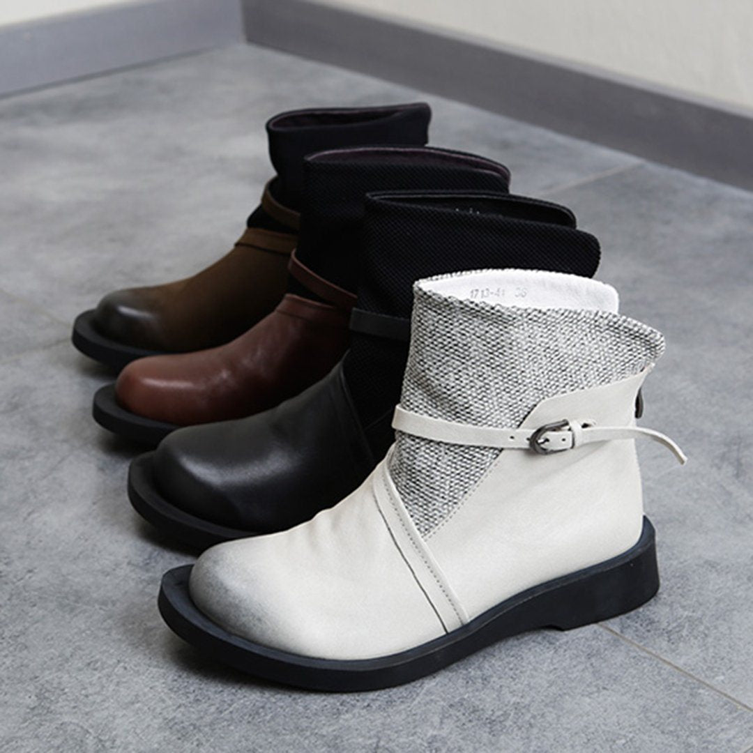 Cozy Leather Paneled Flats Martin Boots