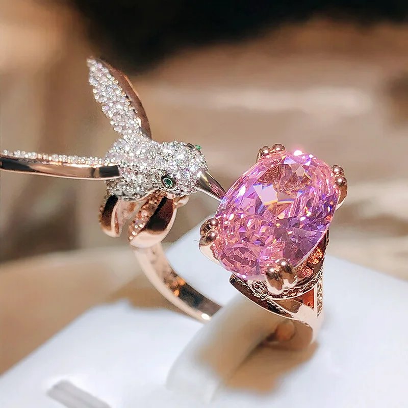 Elegant Hummingbird Pink Ring