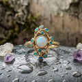 Blue Ring Vintage Crystals And Opal