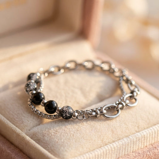 Vintage Bead Link Chain Bracelet
