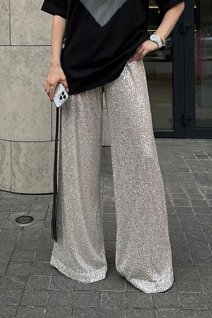 Sequin Wide Leg Loose Pants