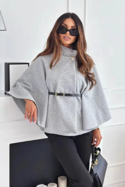 Waist Tie Wool Cape Coat