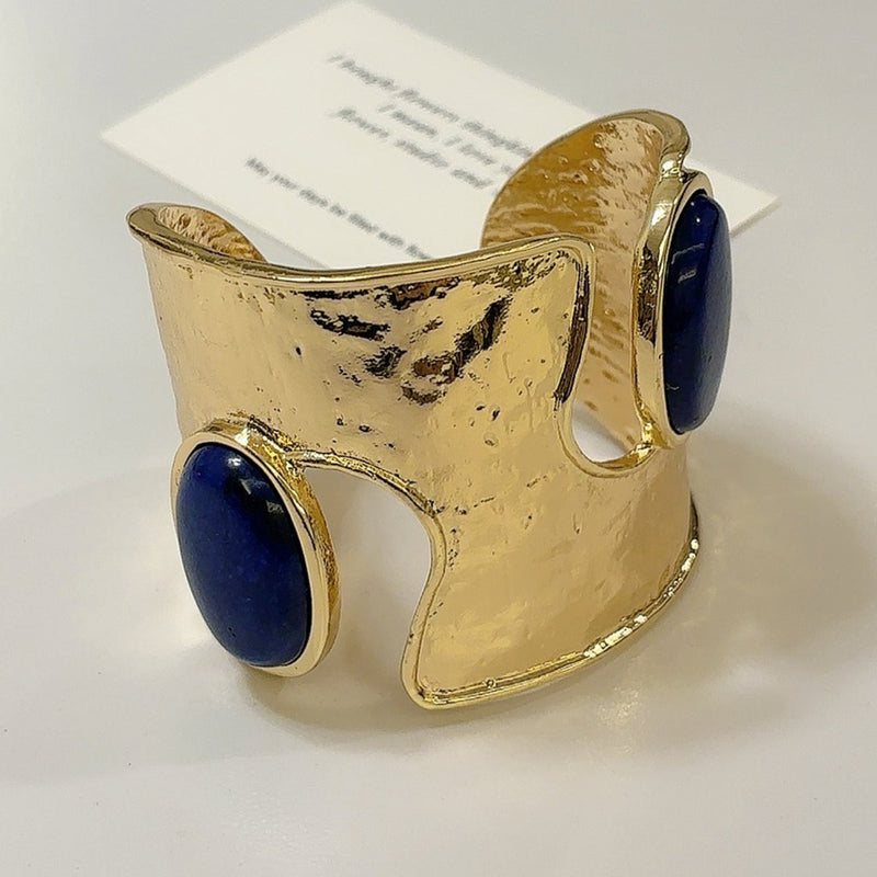 Statement Gold Lapis Bracelet