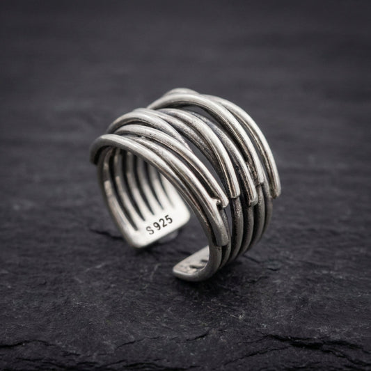 Vintage Chains Adjustable Silver Ring