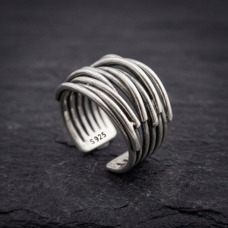 Vintage Chains Adjustable Silver Ring