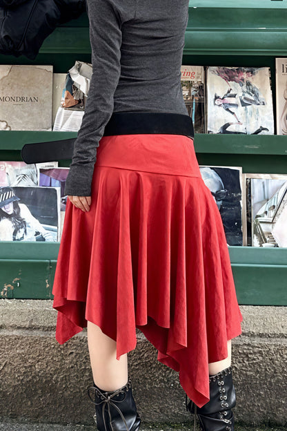 Suede High Waist Asymmetrical Skirt