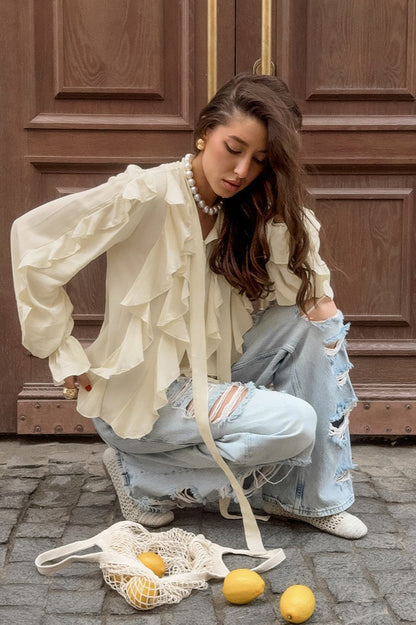 Tencel Loose Long-sleeve Blouse