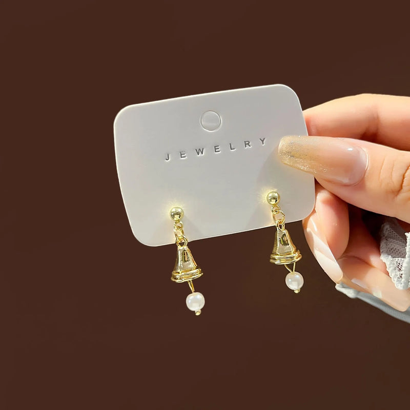 Elegant Pearl Bell Earrings