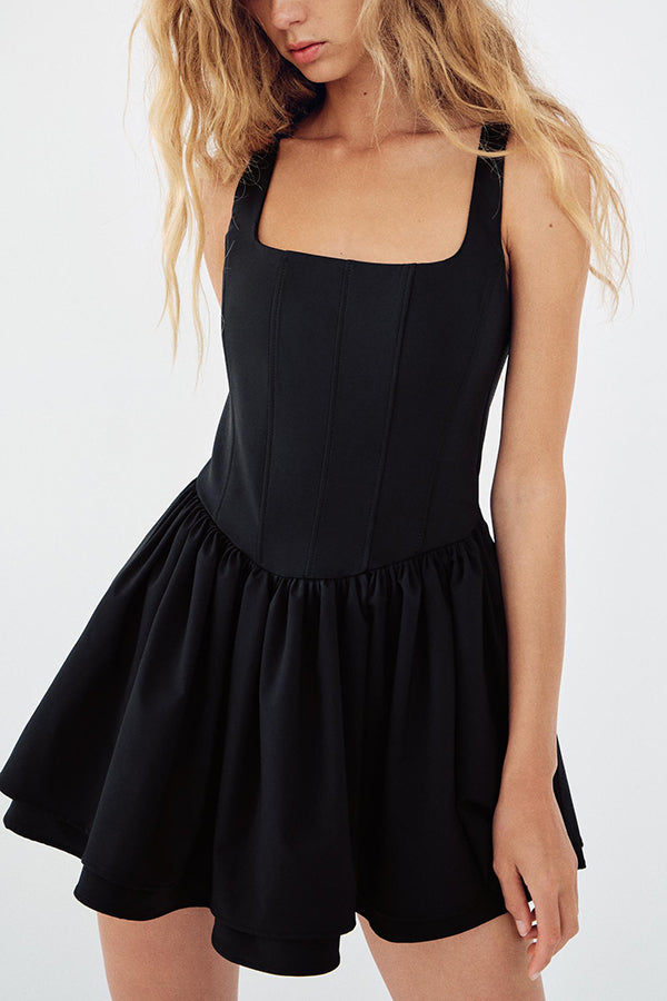 Velvet Square Neck Slim Fit Mini Dress