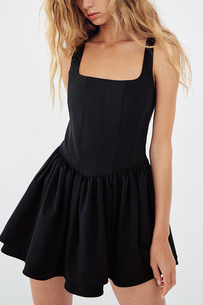 Velvet Square Neck Slim Fit Mini Dress