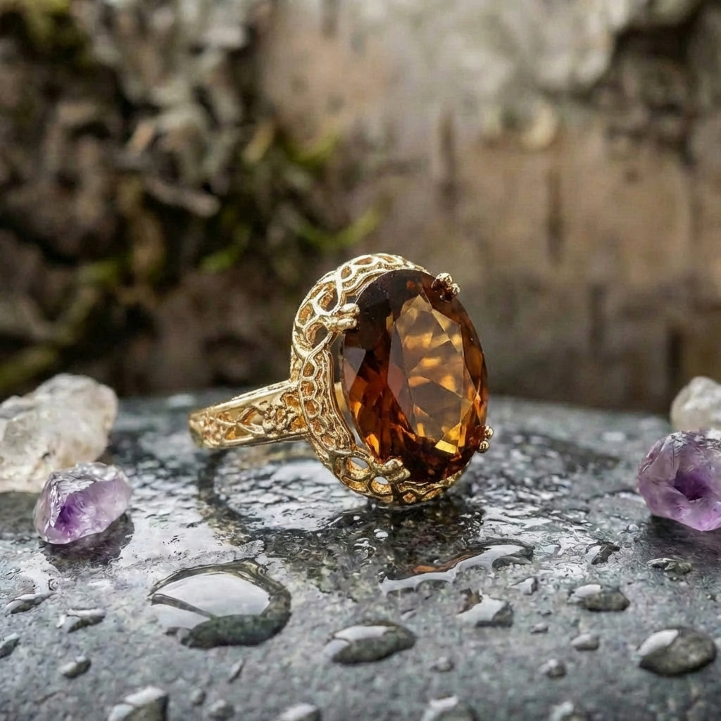 Elegant Garnet Cocktail Ring