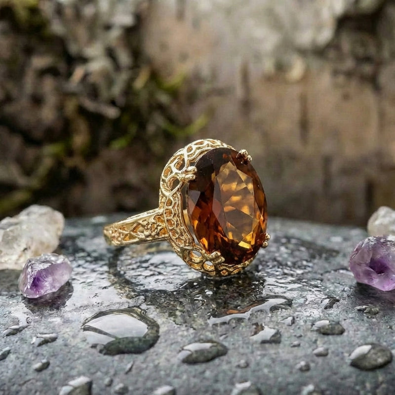 Elegant Garnet Cocktail Ring