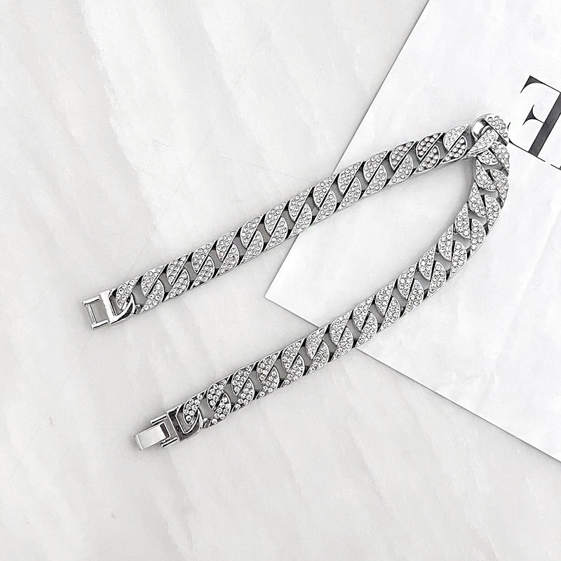 Vintage Silver Wide Pave Chain