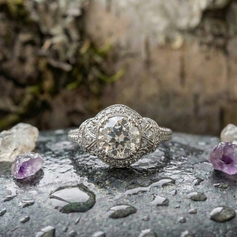 Vintage Crystalline Silver Ring