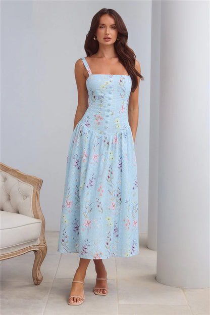 Whimsical Charm Maxi Dress Blue