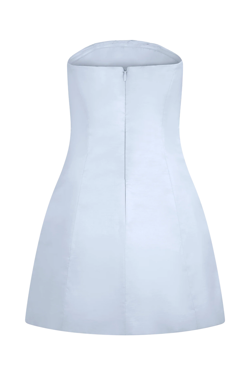 Leslie Gathered Taffeta Mini Dress - Frosted Blue