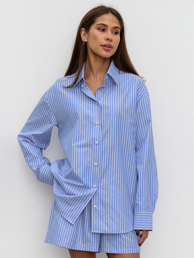 Striped Cotton Set Blouse