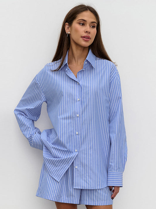 Striped Cotton Set Blouse