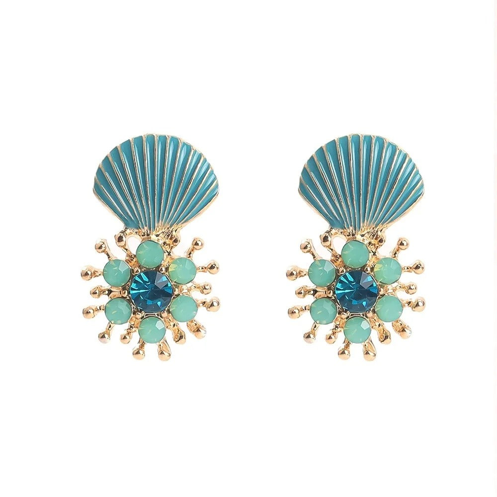 Vintage Shell Turquoise Earrings