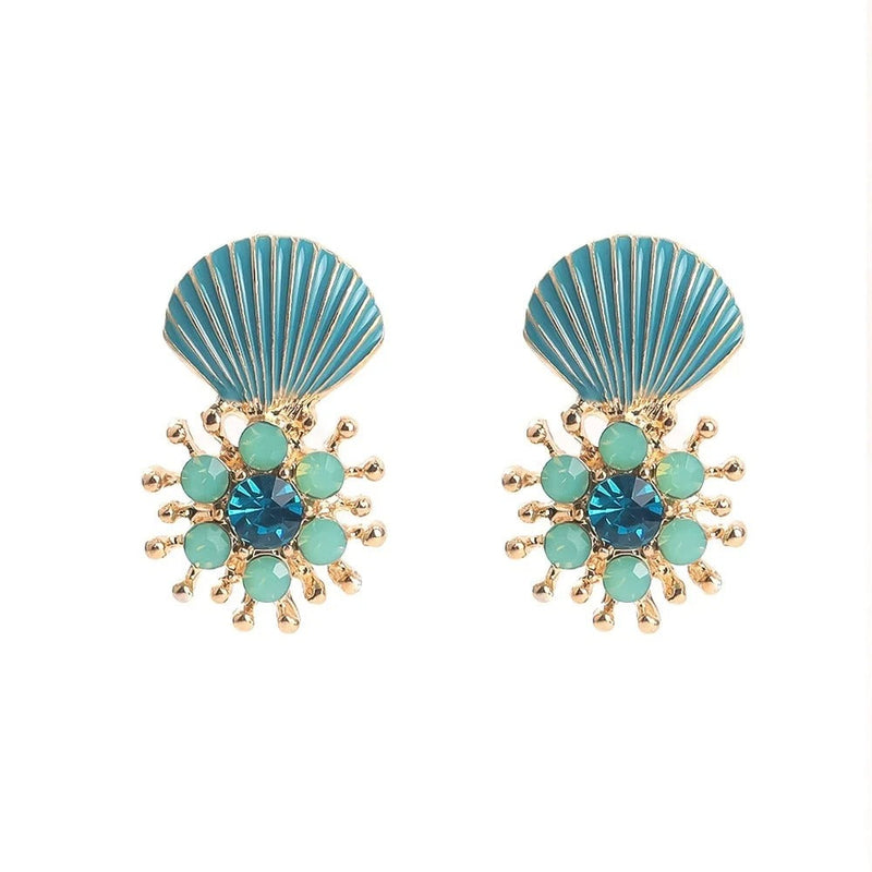 Vintage Shell Turquoise Earrings
