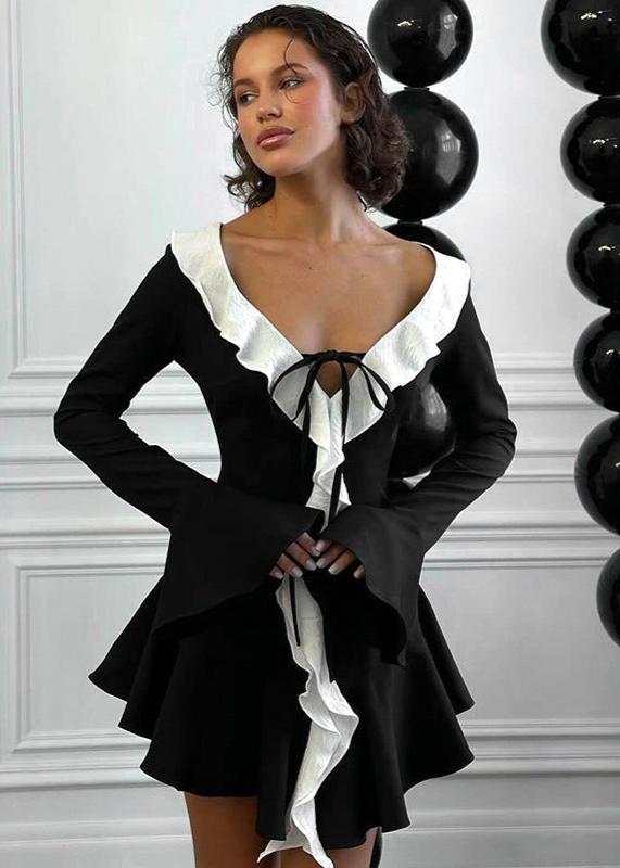 Ruffled Contrast Dress