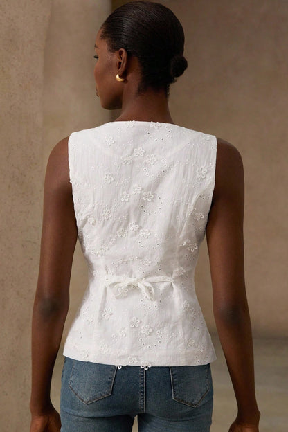 V Neck Single Breated Waistcoat Tank Top