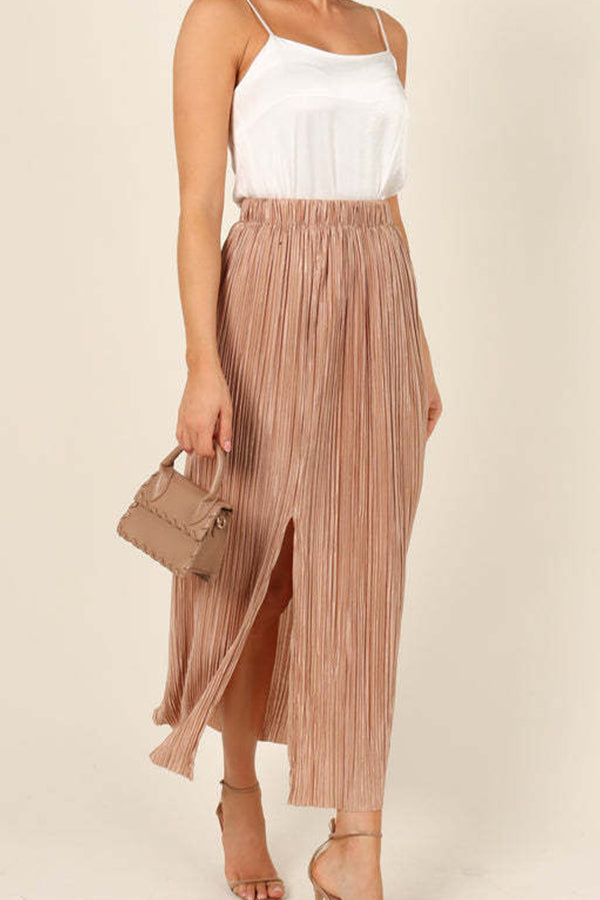Slit Slimming Mid Waist Pack Hip Mid Skirt