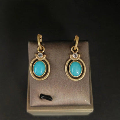 Vintage Green Zirconia Gold Earrings