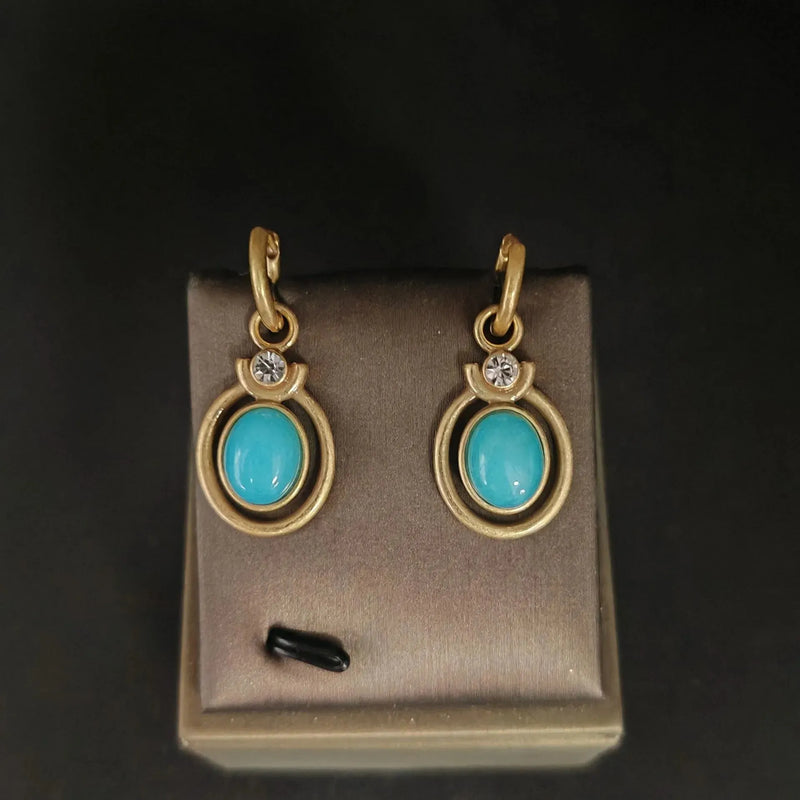 Vintage Green Zirconia Gold Earrings